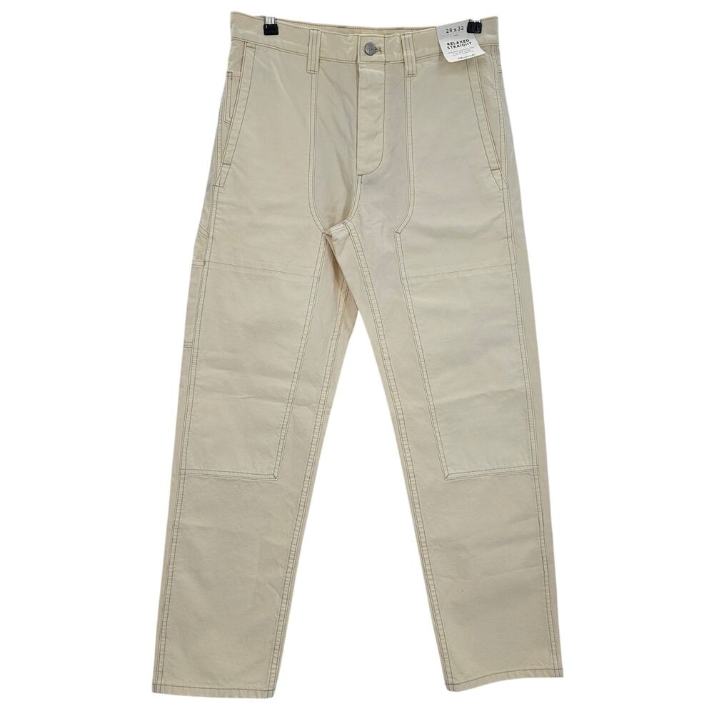 Madewell Mens size 28 x 32 (30) Relaxed Straight Denim Jeans Cream AH665 NEW